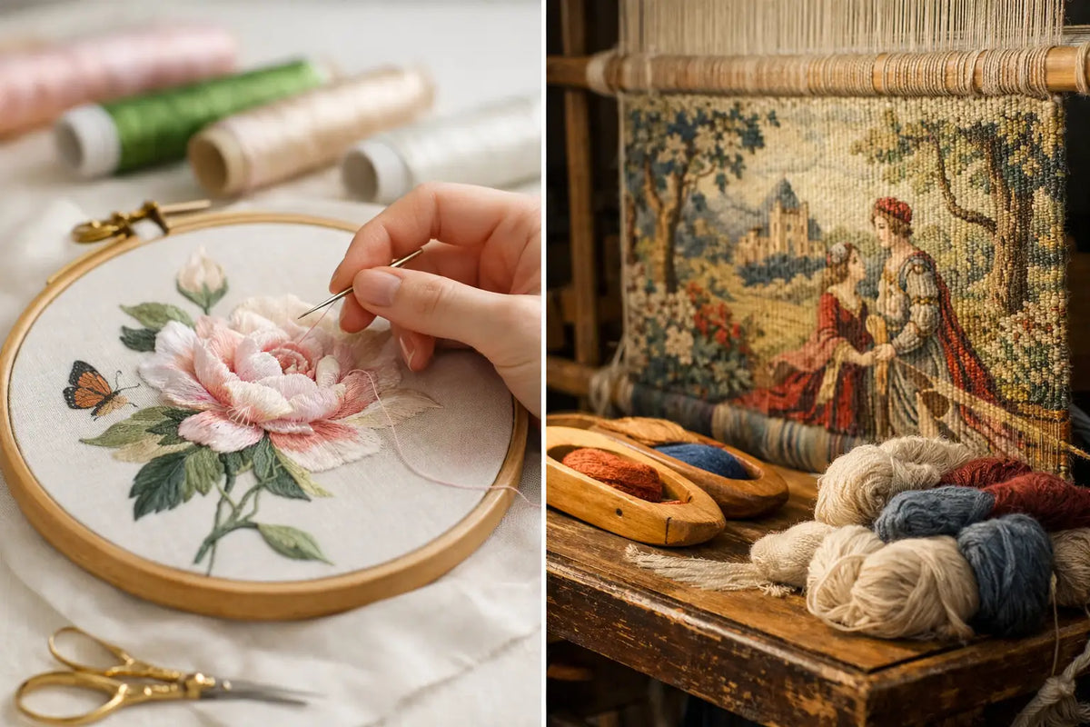 Silk Embroidery vs Tapestry Art